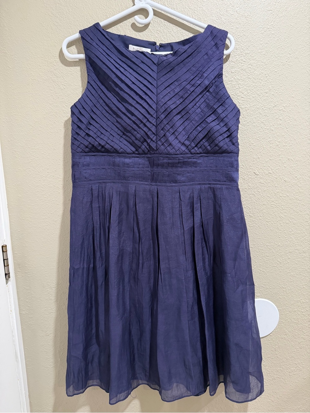 Ivy & Blu Maggy Boutique Navy Chevron Pleated Dress Size 14